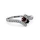 3 - Eleni Red Garnet and Black Diamond with Side Diamonds Bypass Ring 