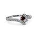 3 - Eleni Red Garnet and Diamond with Side Diamonds Bypass Ring 