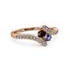 3 - Eleni Red Garnet and Iolite with Side Diamonds Bypass Ring 