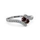 3 - Eleni Red Garnet with Side Diamonds Bypass Ring 