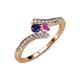 4 - Eleni Blue and Pink Sapphire with Side Diamonds Bypass Ring 