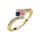 4 - Eleni Blue Sapphire and Pink Tourmaline with Side Diamonds Bypass Ring 