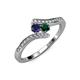 4 - Eleni Blue Sapphire and Emerald with Side Diamonds Bypass Ring 