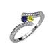 4 - Eleni Blue Sapphire and Yellow Diamond with Side Diamonds Bypass Ring 