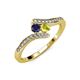 4 - Eleni Blue Sapphire and Yellow Diamond with Side Diamonds Bypass Ring 