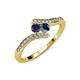 4 - Eleni Blue Sapphire and Blue Diamond with Side Diamonds Bypass Ring 