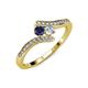 4 - Eleni Blue Sapphire and Diamond with Side Diamonds Bypass Ring 