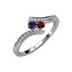 4 - Eleni Blue Sapphire and Ruby with Side Diamonds Bypass Ring 