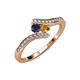 4 - Eleni Blue Sapphire and Citrine with Side Diamonds Bypass Ring 