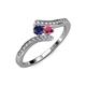 4 - Eleni Blue Sapphire and Rhodolite Garnet with Side Diamonds Bypass Ring 