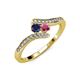 4 - Eleni Blue Sapphire and Rhodolite Garnet with Side Diamonds Bypass Ring 