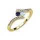 4 - Eleni Blue Sapphire and Aquamarine with Side Diamonds Bypass Ring 