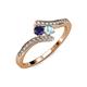 4 - Eleni Blue Sapphire and Aquamarine with Side Diamonds Bypass Ring 