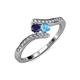 4 - Eleni Blue Sapphire and Blue Topaz with Side Diamonds Bypass Ring 