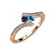 4 - Eleni Blue Sapphire and London Blue Topaz with Side Diamonds Bypass Ring 