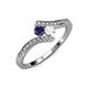 4 - Eleni Blue and White Sapphire with Side Diamonds Bypass Ring 