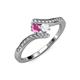 4 - Eleni Pink and White Sapphire with Side Diamonds Bypass Ring 
