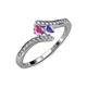 4 - Eleni Pink Sapphire and Tanzanite with Side Diamonds Bypass Ring 