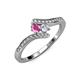 4 - Eleni Pink Sapphire and Diamond with Side Diamonds Bypass Ring 