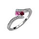 4 - Eleni Pink Sapphire and Ruby with Side Diamonds Bypass Ring 