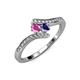 4 - Eleni Pink Sapphire and Iolite with Side Diamonds Bypass Ring 