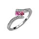 4 - Eleni Pink Sapphire and Rhodolite Garnet with Side Diamonds Bypass Ring 