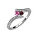 4 - Eleni Pink Sapphire and Red Garnet with Side Diamonds Bypass Ring 