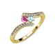 4 - Eleni Pink Sapphire and Aquamarine with Side Diamonds Bypass Ring 