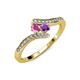 4 - Eleni Pink Sapphire and Amethyst with Side Diamonds Bypass Ring 
