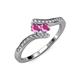 4 - Eleni Pink Sapphire with Side Diamonds Bypass Ring 