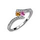 4 - Eleni Citrine and Pink Sapphire with Side Diamonds Bypass Ring 