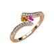 4 - Eleni Citrine and Pink Sapphire with Side Diamonds Bypass Ring 