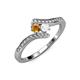 4 - Eleni Citrine and White Sapphire with Side Diamonds Bypass Ring 