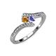 4 - Eleni Citrine and Tanzanite with Side Diamonds Bypass Ring 