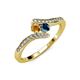 4 - Eleni Citrine and Blue Diamond with Side Diamonds Bypass Ring 