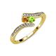 4 - Eleni Citrine and Peridot with Side Diamonds Bypass Ring 