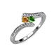 4 - Eleni Citrine and Green Garnet with Side Diamonds Bypass Ring 