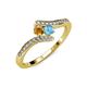 4 - Eleni Citrine and Blue Topaz with Side Diamonds Bypass Ring 