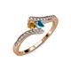 4 - Eleni Citrine and London Blue Topaz with Side Diamonds Bypass Ring 