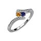 4 - Eleni Citrine and Blue Sapphire with Side Diamonds Bypass Ring 