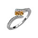 4 - Eleni Citrine with Side Diamonds Bypass Ring 