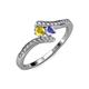 4 - Eleni Yellow Sapphire and Tanzanite with Side Diamonds Bypass Ring 