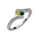 4 - Eleni Yellow Sapphire and Emerald with Side Diamonds Bypass Ring 