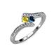 4 - Eleni Yellow Sapphire and Blue Diamond with Side Diamonds Bypass Ring 