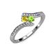 4 - Eleni Yellow Sapphire and Peridot with Side Diamonds Bypass Ring 
