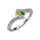 4 - Eleni Yellow Sapphire and Green Garnet with Side Diamonds Bypass Ring 