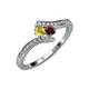 4 - Eleni Yellow Sapphire and Red Garnet with Side Diamonds Bypass Ring 