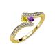 4 - Eleni Yellow Sapphire and Amethyst with Side Diamonds Bypass Ring 