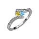 4 - Eleni Yellow Sapphire and Blue Topaz with Side Diamonds Bypass Ring 