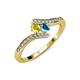 4 - Eleni Yellow Sapphire and London Blue Topaz with Side Diamonds Bypass Ring 